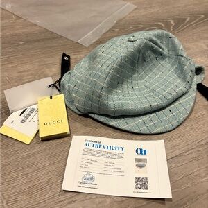 Gucci Light Blue Checkered Cap